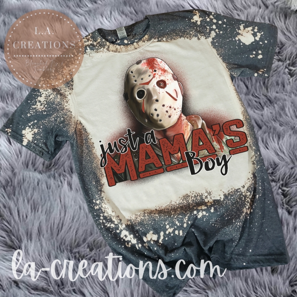 Just a Mama's Boy Bleached Tee Small-3x